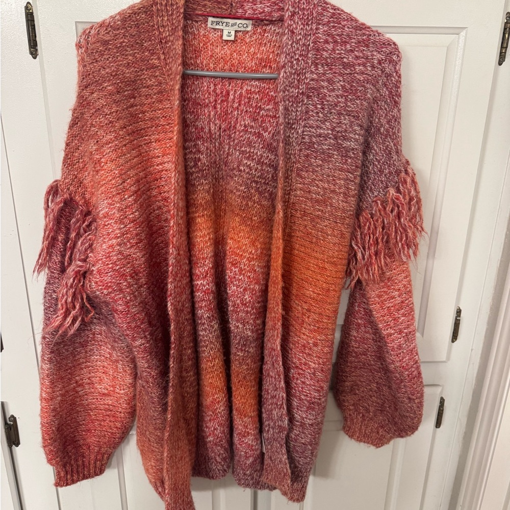 Free People Vibrant Red and Orange Cardigan